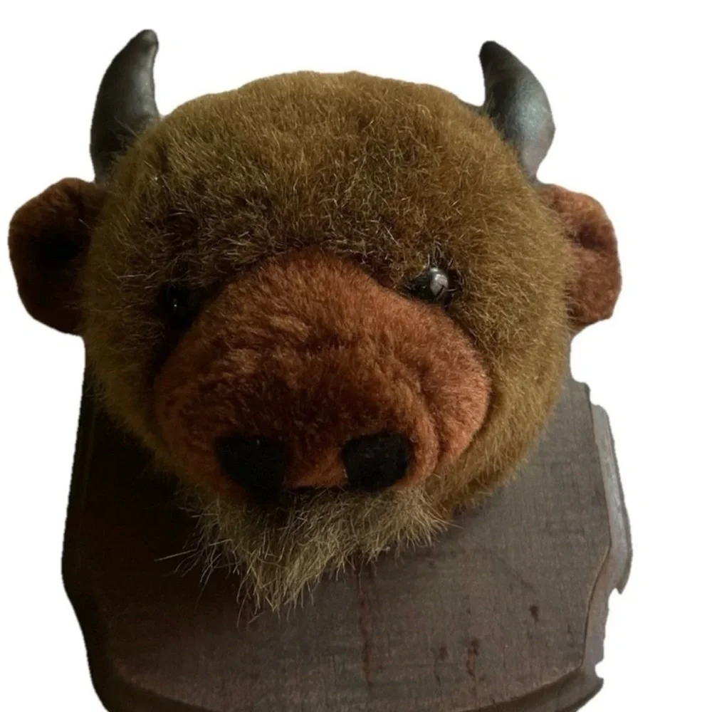 Plush mounted animal heads. Kids room - cabin  humor